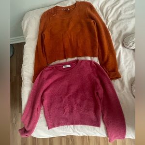 Stradivarius pink and orange knit sweaters